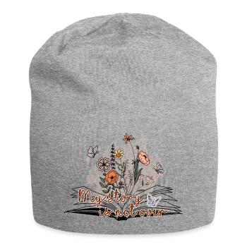 Meine Geschichte ist noch nicht zu Ende - Jersey-Beanie - Grau meliert - Vorne