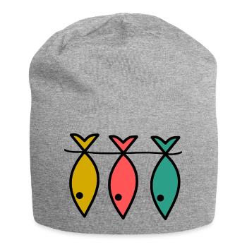 SARDINE. FISH. APRIL FOOL. EASTER. SEA - Jersey Beanie - heather grey - Front
