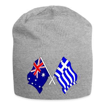 Flagge Australiens und Flagge Griechenlands - Jersey-Beanie - Grau meliert - Vorne