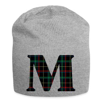 Monogrammed m Scottish tartan - Jersey Beanie - heather grey - Front