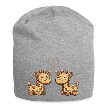 Couple de girafes en bois - Bonnet en jersey - gris chiné - Devant