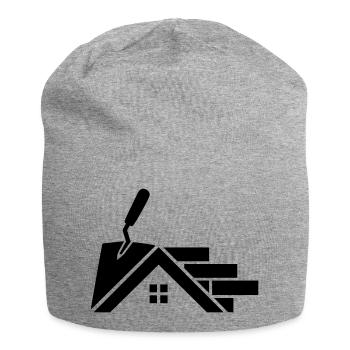 Maurer logo with house contour, trowel & bricks - Jersey Beanie - heather grey - Front