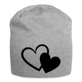 Saint-Valentin Cœur noir, St.valentin - Bonnet en jersey - gris chiné - Devant