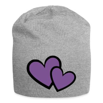 2 Cœur violet Cœur Motif cœur violet - Bonnet en jersey - gris chiné - Devant