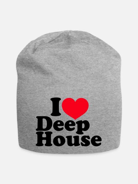I Love Deep House - Jersey-Beanie - Grau meliert
