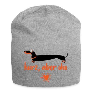 Kurze Worte, Großes Herz - Jersey-Beanie - Grau meliert - Vorne
