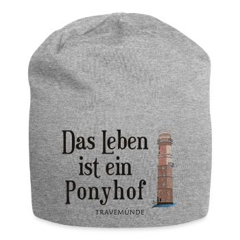 Ponyhof-Leben am Travemünder Leuchtturm - Jersey-Beanie - Grau meliert - Vorne