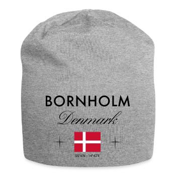 Bornholm Denmark Coordinates Travel Souvenir - Jersey Beanie - heather grey - Front