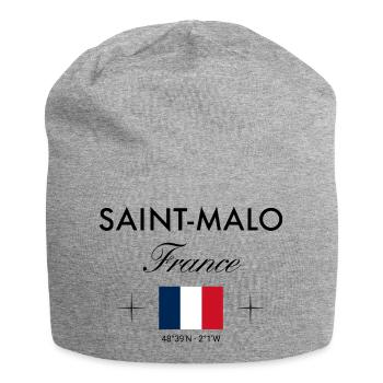 Saint Malo Frankreich Koordinaten Reise Souvenir - Jersey-Beanie - Grau meliert - Vorne