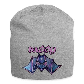 Batty Night Bat-Fledermaus-Illustration - Jersey-Beanie - Grau meliert - Vorne