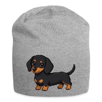 Cute Dachshund – Retro Pixel Art Dog - Jersey Beanie - heather grey - Front