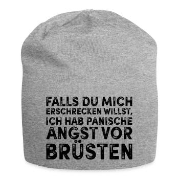 Panische Angst vor Brüsten - Jersey-Beanie - Grau meliert - Vorne
