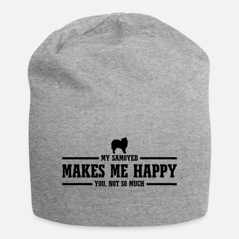 SAMOYED makes me happy - Jersey-Beanie - Grau meliert