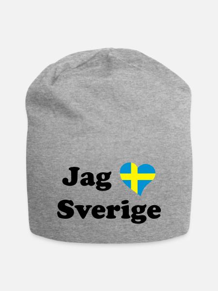 Jag älskar Sverige - J'aime la Suède - Bonnet en jersey - gris chiné