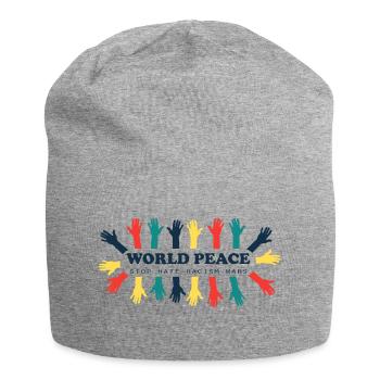 World Peace - Stop Hate, Racism and Wars! - Jersey-Beanie - Grau meliert - Vorne
