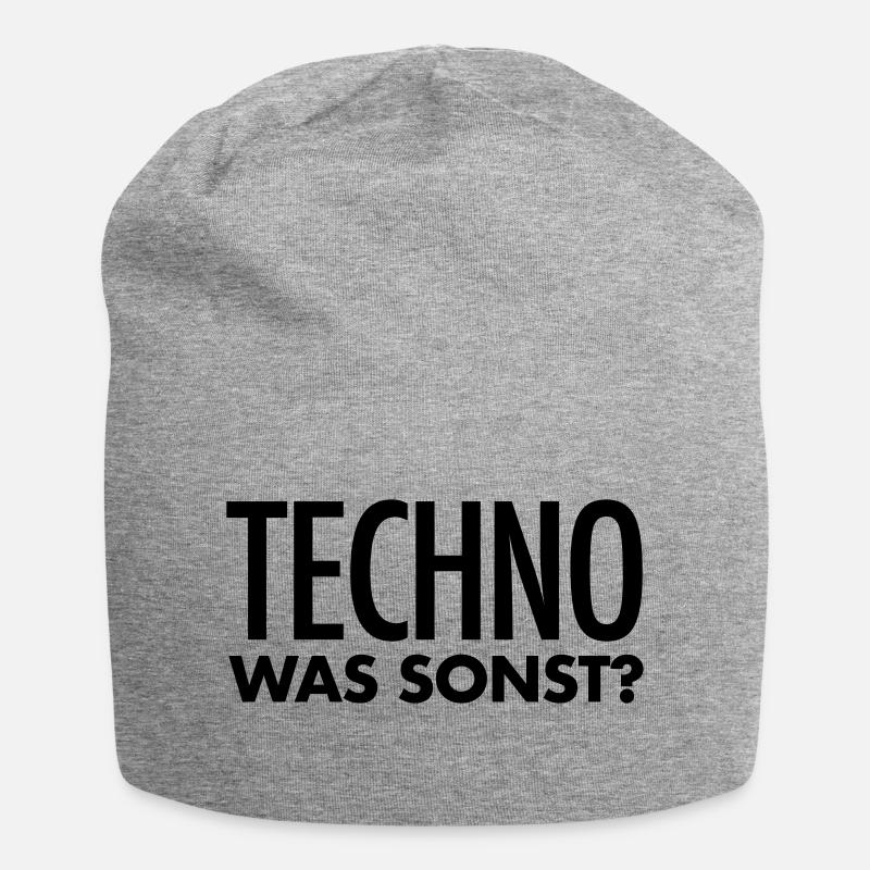 Techno Spruch | Techno was sonst? Techno Geschenk - Jersey-Beanie - Grau meliert