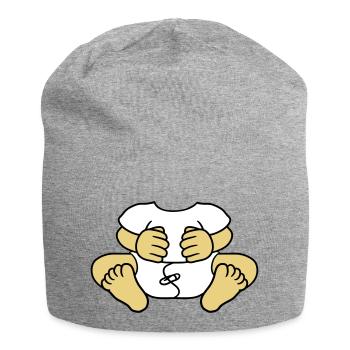 baby koerper lustig kind windel klein ohne kopf sc - Jersey-Beanie - Grau meliert - Vorne