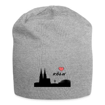Ich liebe Köln - Silhouette Kölner Dom - Heimat - Jersey-Beanie - Grau meliert - Vorne