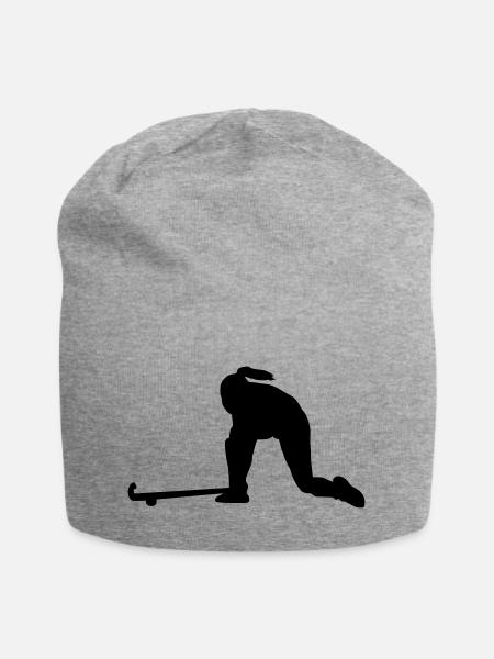 Feldhockey Spielerin Design Geschenk für Frauen - Jersey-Beanie - Grau meliert