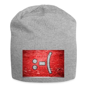 negative Smiley lettering saying Graffiti :-( - Jersey Beanie - heather grey - Front
