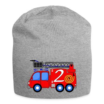 Fire engine 2 birthday children - Jersey Beanie - heather grey - Front