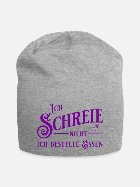 Ich schreie nicht - Ich bestelle Essen - Jersey-Beanie - Grau meliert