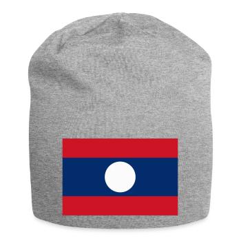 Flagge von Laos / Drapeau Laos - Jersey-Beanie - Grau meliert - Vorne