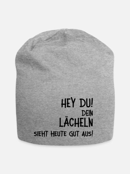 Dein Lächeln sieht gut aus. Rücken - Jersey-Beanie - Grau meliert