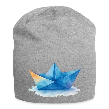 papierboot aquarell - Jersey-Beanie - Grau meliert - Vorne