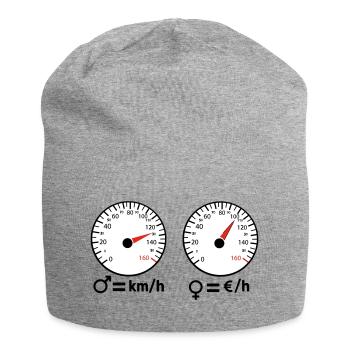 Sportlich und sparsam - Jersey-Beanie - Grau meliert - Vorne