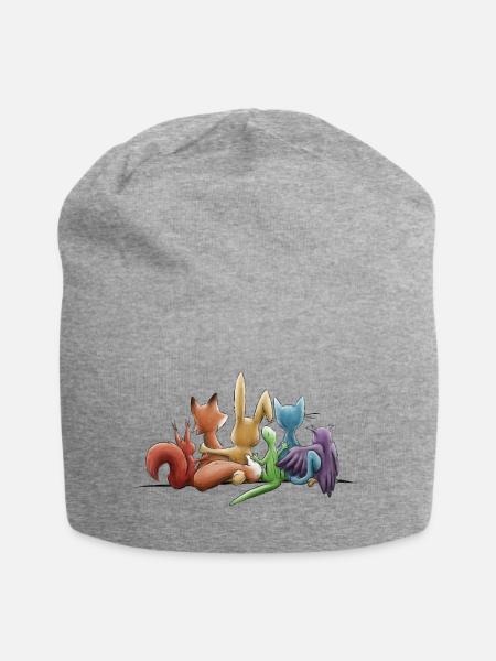 Regenbogen Tiere für Toleranz und Vielfalt - Jersey-Beanie - Grau meliert