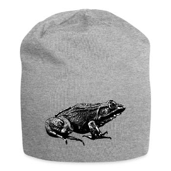 Graphic of a real frog in profile - Jersey Beanie - heather grey - Front