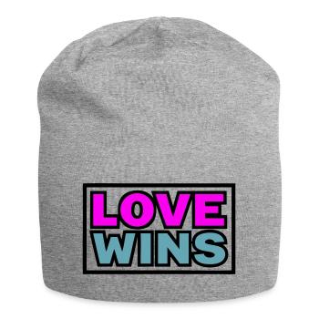Love Wins Quote Graphic - Jersey Beanie - heather grey - Front