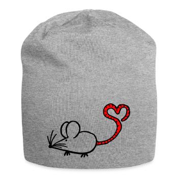 Mausi-Herz - Jersey-Beanie - Grau meliert - Vorne