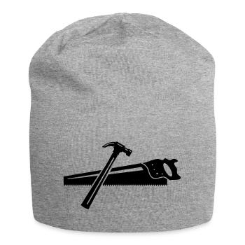 Un marteau et une scie - Bonnet en jersey - gris chiné - Devant