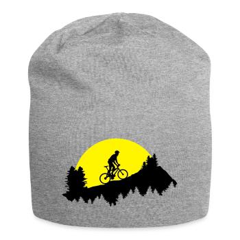 Mountain biking, mountain bikers on the mountain - Jersey Beanie - heather grey - Front