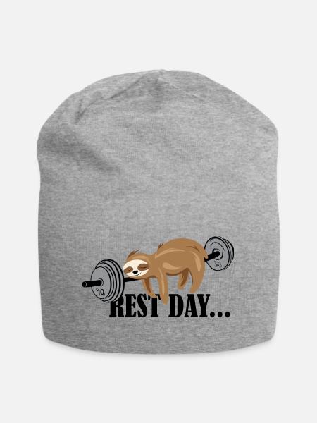 Faultier lustige Sprüche Fitness Sport gym Logo - Jersey-Beanie - Grau meliert