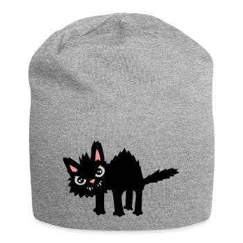 Lustige Böse Katze - Jersey-Beanie - Grau meliert - Vorne