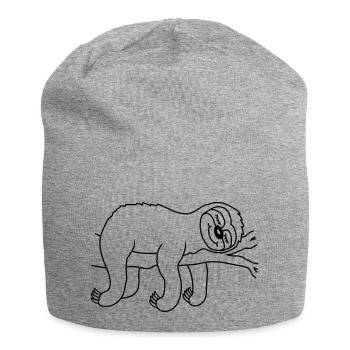 Relaxed tired sloth sleeps - Jersey Beanie - heather grey - Front
