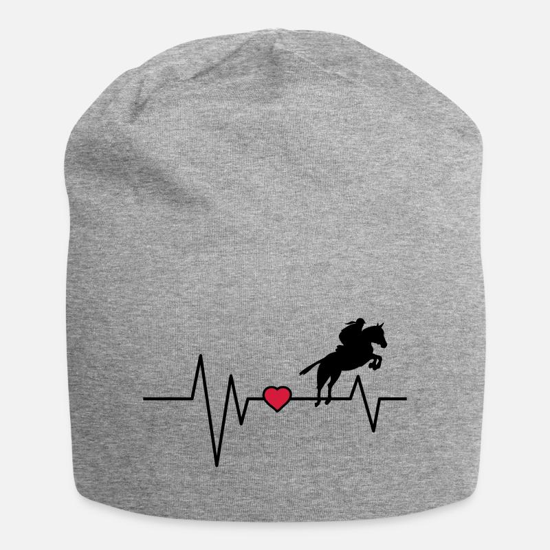 Herzschlag Springreiter - Jersey-Beanie - Grau meliert