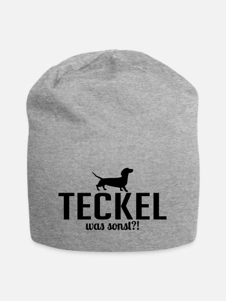 Teckel was sonst Hunde Spruch Wilsigns - Jersey-Beanie - Grau meliert