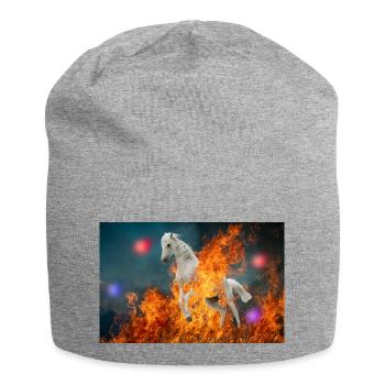 A burning horse. - Jersey Beanie - heather grey - Front