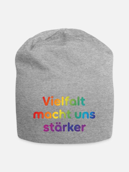 Vielfalt macht uns stärker - Jersey-Beanie - Grau meliert