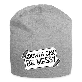 Growth Can Be Messy Personal Growth Quote Logo - Jersey Beanie - heather grey - Front
