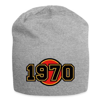 1970 Year of Birth Retro Logo - Jersey Beanie - heather grey - Front