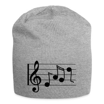Treble staff with notes - Jersey Beanie - heather grey - Front
