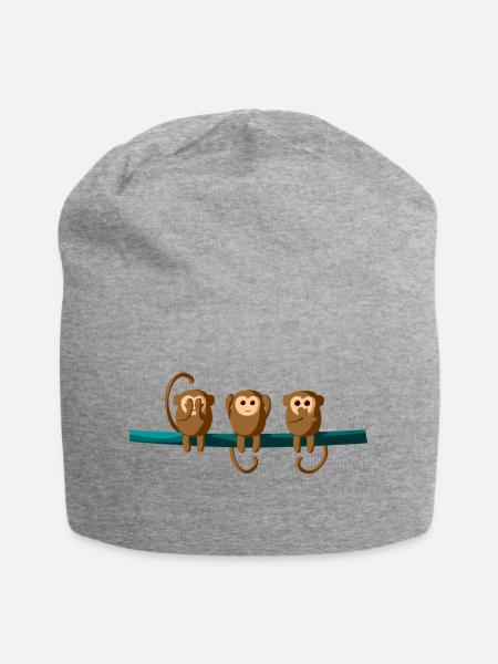 3 Baby Affen - Jersey-Beanie - Grau meliert
