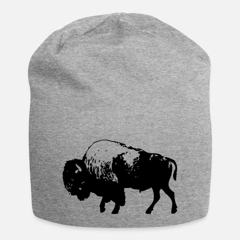 Bison - Wisent - Büffel - Buffalo - Jersey-Beanie - Grau meliert