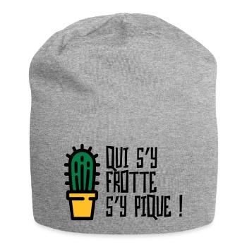 Qui s'y frotte s'y pique / Humour Caractère Raler - Bonnet en jersey - gris chiné - Devant