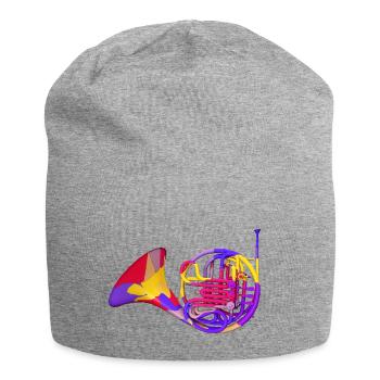 Horn, musical instrument, wind instrument - Jersey Beanie - heather grey - Front
